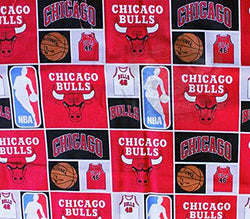 100% Cotton Fabric Quilt Prints - 02 Chicago Bulls Boxed Up s/54 Wide