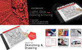 LED Light Box for Drawing and Tracing Portable Ultra-Thin Tracing Light Pad by Illuminati USB Powered A4 Bright Trace Table for Artists - Comes with Dimmable Brightness - Tracing Paper - Holder Clip