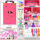 146pc Doll Dream Closet Wardrobe Doll Clothes and Accessories for 11.5 inch Doll Fashion Design Kit Girl Doll Dress Up Including Wedding Dress Outfits Shoes Hangers Bags Necklaces Stickers