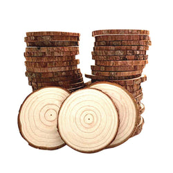 Mayeec Wood Slices 50pcs 2.4-2.8 Inches with Tree Bark Log Discs for DIY Craft Christmas Rustic Wedding Ornaments