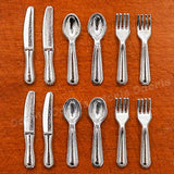 Odoria 1/12 Miniature Silverware Knife Fork Spoon 12Pcs Cutlery Set Dollhouse Decoration Accessories, Silver