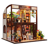 Flever Dollhouse Miniature DIY House Kit Creative Room with Furniture for Romantic Valentine's Gift(Time of Coffee)