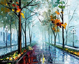 Blue Wall Art Light Painting On Canvas By Leonid Afremov Studio - Rainy Day