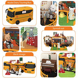 KOALA DIARY Bus Car Toy Kids Dollhouse Playset, School Miniatures Bus Toy Educational Bus Doll Houses Portable, Pretend Play Doll House School Set, Gifts for Age 3 4 5 6 Year Old