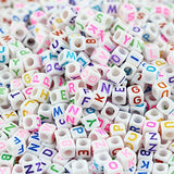 500PCS Size 12mm Acrylic Alphabet Letter"A-Z" Cube Beads for Jewelry Making, Bracelets,