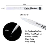White Paint Pen, 8 Pack 0.7mm Acrylic Paint Pens with 2 White 2 Black 2 Gold 2 Silver Paint Pen Permanent Marker for Wood Rock Fabric Metal Plastic Ceramic Acrylic Paint Markers Extra Fine Tip