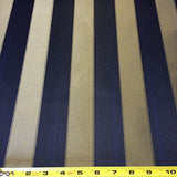 Jacquard Damask Stripe Brocade Fabric 118'' Wide (Navy Blue / Gold)