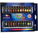 Acrylic Paint Set - 24 X 12ml Tubes, 3 Free Brushes And Palette | Rich Pigment, Non-Toxic |