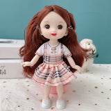 New 6.3 Inch Doll 13 Joint Cute Doll 3D Brown Eye Dress Up Fashion Baby with Clothes Shoes Children's Toy Girl Gift