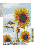 Sunflower Cat Diamond Painting Kits for Adult 5D DIY Full Drill Round Crystal Rhinestone Embroidery Diamond Painting Craft Canvas Perfect for Home Wall Decor 12x16inch