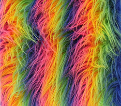 Faux Fur Fabric Long Pile GORILLA Rainbow Stripes / 60" Wide / Sold by the yard
