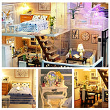 DIY Dollhouse Wooden Miniature Furniture Kit Handmade Pink Loft DIY Mini Real Modern House Room Assembly Building Kit Festival Birthday Gifts for Adults Girls with LED Light Dust Cover Music Movement