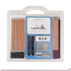 18pcs Graphite Charcoal Pencil Set Drawing Writing Pencil 8B,6B,4B,2B,HB,F,H,2H, 2pcs Compressed Charcoal Sticks,Art Eraser, Mini Pencil Sharpener,(18pcsSketching)