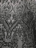 Kingdom Empire Sequins Stretch Power Mesh Fabric by The Yard Used for -Dress-Bridal-Decorations