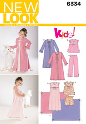 New Look Sewing Pattern 6334 Child Sleepwear, Size A (3-4-5-6-7-8)