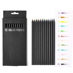 Bestobal Wooden Colored Pencils, Black, Set of 12, Art Premium Coloring Pencils, Professional Pencils for Children (over 3 years old) and Adult
