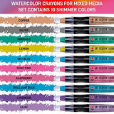 Marabu Art Crayons for Mixed Media - 36 Smooth and Easy Blending Water Soluble Crayons - Highly Pigmented Watercolor Crayons for Adults Artists - Complete Collection Set - Mixed Media Art Supplies