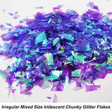 12 Colors Iridescent Chunky Glitter Flakes Kit Irregular Resin Epoxy Art Craft Paint Glitters Sparkles Accessories Festival Cosmetic Body Glitter Nail Sequins Stickers Decor (Irregular)