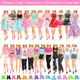 Miunana Lot 21 pcs Random Doll Clothes Shoes Set for 11.5 inch Doll, Includ 6 Ken Boy Clothes + 3 Girl Clothes + 3 Girl Fashion Skirts + 4 Pairs of Ken Boy Shoes + 5 Pairs of Girl Doll Shoes