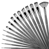 Shiseptic Artist Paint Brushes Set of 15 Different Size Anti-Shedding Art Brushes Kits for Beginners and Professionals，Perfect for Acrylics, Watercolor, Gouache, Oil and Fabric.