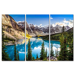 Colorado Wall Art 3 Pieces Snow Mountain and Lake National Park Landscape Modern Artwork Painting Print On Canvas Framed Picture for Living Room Home Decoration