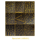 Eseres 9Pcs Halloween Nail Art Stickers Self-Adhesive Gold Nail Stickers for Women Manicure 3D Letters Nail Decals Designs for Halloween