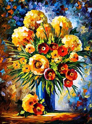 Flowers Of Happiness — PALETTE KNIFE Still Life Modern Wall Art Oil Painting On Canvas By Leonid Afremov Studio - Size: 30" x 40" (75 cm x 100 cm)
