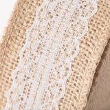 HUJI Natural Jute Burlap with Lace Ribbon for Arts Crafts Wedding Cake Rustic Decorations (10 yd,