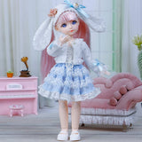 12 Inch BJD Doll 22 Movable Joints 1/6 Makeup Dress Up Color 3D Big Eyeball Dolls with Fashion Clothes for Girls DIY Toy Dollandclothes Pinkblue2