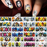TailaiMei 48 Sheets Halloween Nail Art Stickers - Water Transfer DIY Nail Decals Stencil for Halloween Party