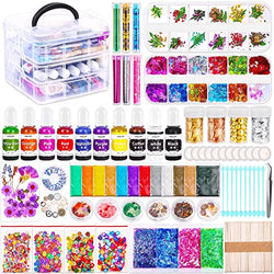 Resin Decoration Accessories Kit, Mckanti Resin Accessories Jewelry Making Fillers Supplies with Resin Colorant Dye, Glitter Mica Powder, Dried Flowers for Resin Jewelry Casting Molds