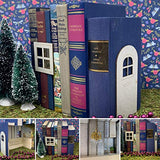 Fairy BookHouse— Made w/Real Books | Miniature Doll House with Faux Window, Door, Chandelier, and Plant | Small Book Box with Covered Tops