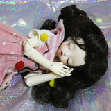 1/6 BJD Doll Wig High Temperature Black Short Curlys Synthetic Fiber Hair Wig BJD Doll Wigs for 1/3 1/4 1/6 1/8 BJD SD Doll (6B)