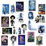 Halloween Tim Burton Film Sticker Tim Burton's Corpse Bride Stickers for Adult Teen (50pcs Pack), Vinyl Decal for Laptop Skateboard Water Bottle Phone Bike Car Luggage Guitar Travel Case (Tim Burton)