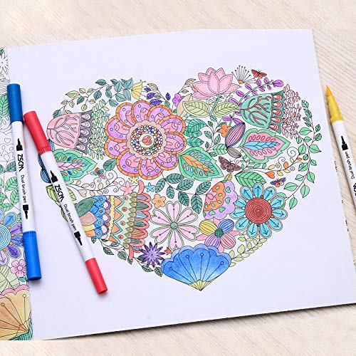 ZSCM Dual Brush Coloring Pens 60 Colors Art Markers Fine & Brush Tip Pen  for Kids Adults Coloring Book Bullet Journals Planner