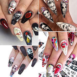 Halloween Nail Stickers - 25 Sheets Day of The Dead Water Transfer Nail Decals Ghost Spider Face Web Witch Skeleton Nail Art Stickers Wraps Manicure Tips Strips Decoration for Halloween Party Supply