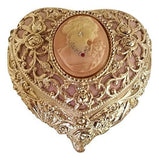 Heart Shaped Cameo Musical Jewelry Box crystallized with Swarovski elements playing Bolero