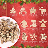 MACTING 350pcs 0.98" Unfinished Wood Christmas Ornaments - Mini Size Snowflakes, Bell, Deer, Trojan Horse, Christmas Tree Shaped Embellishments Ornaments Art Craft Christmas Decoration