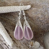 Yinahawaii Handmade Sea Glass Earrings, Hawaiian Jewelry for Women, Braided Pink Earrings, Beachy Girls Unique Earrings Sea Glass Jewelry For Women Birthday Gift For Women (October Birthstone Jewelry)