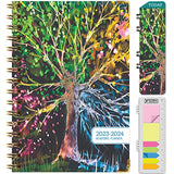 HARDCOVER Academic Year 2023-2024 Planner: (June 2023 Through July 2024) 5.5"x8" Daily Weekly Monthly Planner Yearly Agenda. Bookmark, Pocket Folder and Sticky Note Set (Black Tree Seasons)