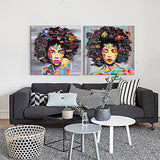 FREE CLOUD Crescent Art Framed Black Art African American Wall Art for Living Room, Original Design Painting on Canvas Print (Set Framed, 24 x 24 inch)