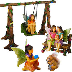 Mood Lab Fairy Garden - Accessories Kit with Miniature Figurines - Hand Painted Swing Set of 6 pcs - for Outdoor or House Decor