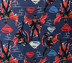 100% Cotton Fabric Quilt Prints DC Comics Superman In Action Blue Licensed Sold By The Yard