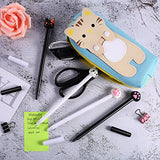 SATINIOR 8 Pieces Kawaii Gel Ink Pen with Large Capacity Cute Cat Cloth Zipper Pouch Pencil Case