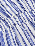 Milumia Women's Stripe V Neck Half Sleeve Split Button Up Party Maxi Dress Blue X-Small