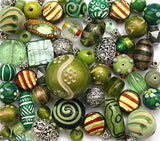 Approx X 400 Jewelry Making Beads Glass Wooden Tibetan Beads Kit in Green Pink & Jewelry Findings