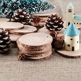 CrazyFire Natural Wood Slices 32 Pcs Unfinished Wood with Hole for DIY Crafts Painting Christmas