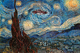 UFO Sighting On A Starry Night Vincent Van Gogh Humor Art Poster 12x18