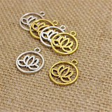 Pack of 50 Lovely Round 20mm Lotus Flower Charms Pendants DIY Antique Charms Pendant (50 Lotus