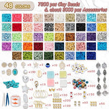 MIIIM 9200pcs, 48 Colors Clay Beads for Bracelets Making Kit, 4 Boxes Heishi Beads Bracelet Making Kit for Adults, Preppy Bracelets Kit with Letter Beads and Charms for Jewelry Making, Gifts, Crafts